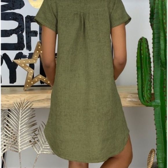 Loose Comfortable Green Dress - Picture 2 of 2